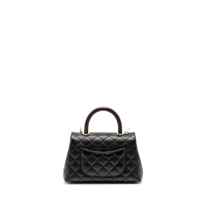 Chanel Small Coco Handle with Lizard Embossed Handle Caviar Black LGHW