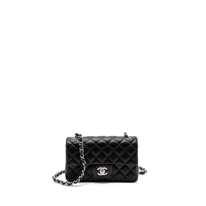 Chanel Classic Mini Rectangular Flap Bag Lambskin Black SHW (microchip)