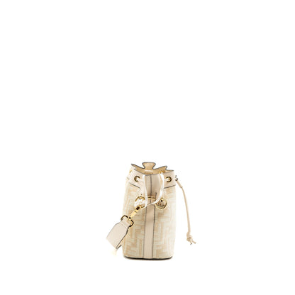 Fendi mini Mon Tresor bucket Purse fabric / leather cream