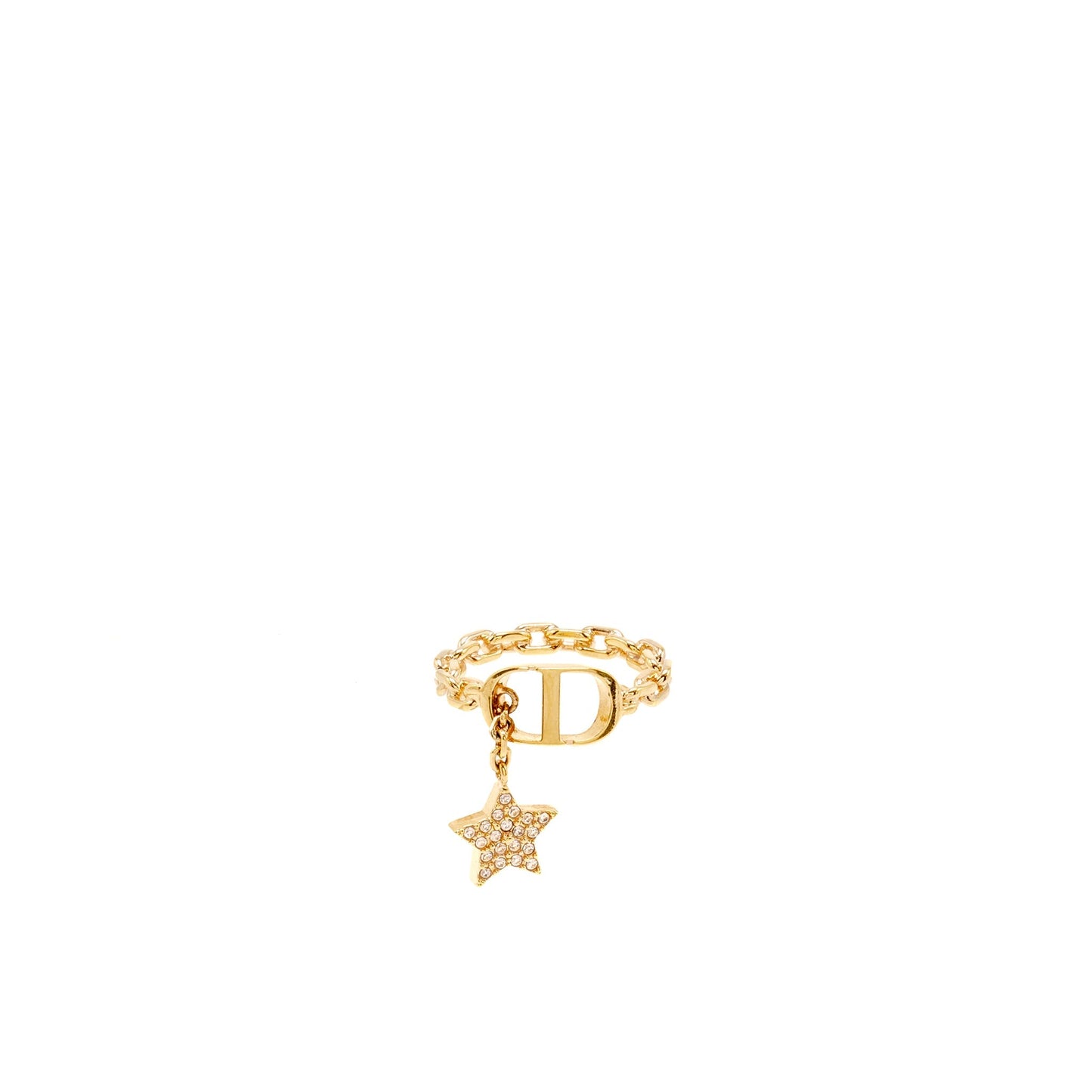 Dior Size M and Star Ring Crystal Gold Tone