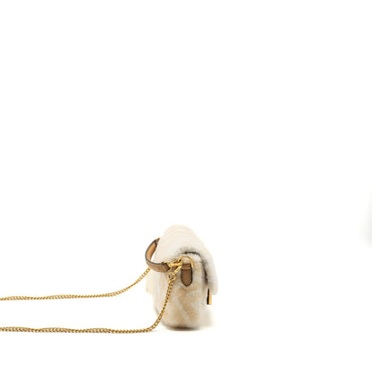 Fendi Mini Baguette Sheepskin Beige/ White