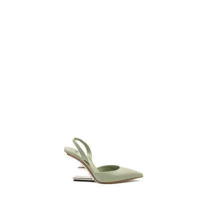 Fendi size 35 fendi first high-heeled slingbacks leather green