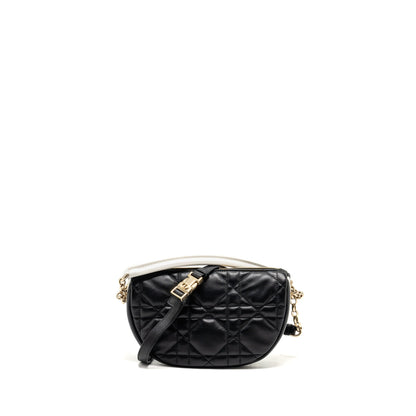 Dior Small Vibe Hobo Purse Cannage Lambskin Black/White