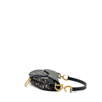 Dior Medium Saddle Purse Blue Oblique Jacquard Canvas