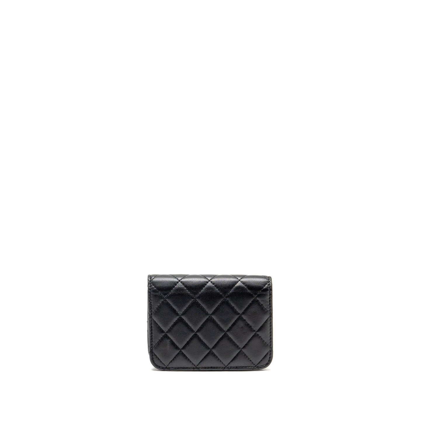 Chanel Zirconium Flap Clutch/Card Holder with Chain Lambskin Black GHW