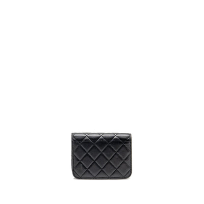 Chanel Zirconium Flap Clutch/Card Holder with Chain Lambskin Black GHW