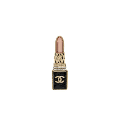 Chanel 22P Lipstick Brooch Crystal Light Gold Tone