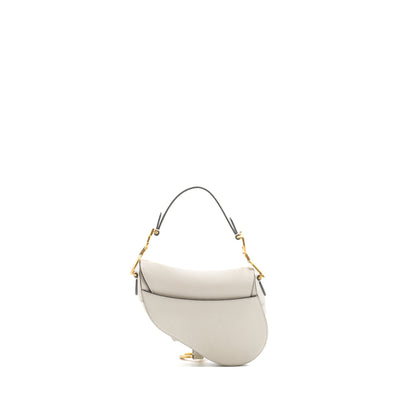 Dior mini saddle Purse grained calfskin white