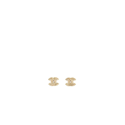 Chanel small model cc logo crystal earrings light gold tone