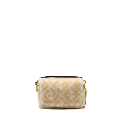 Fendi Mini Baguette Sheepskin Beige/ White