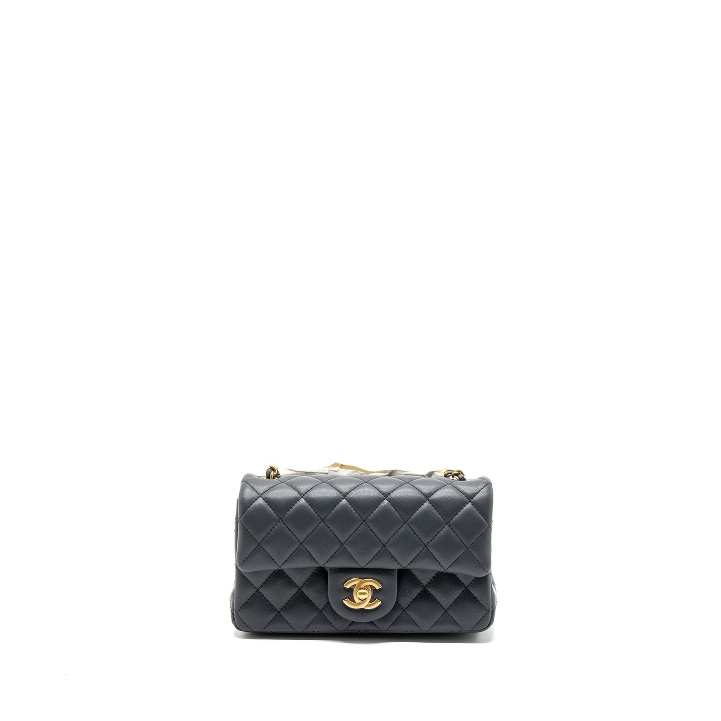 Chanel 23K pearl crush mini rectangular flap bag lambskin dark grey GHW