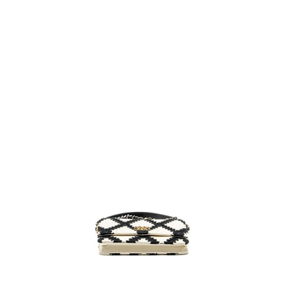 Chanel 19 wallet on chain Fabric/Calfskin White/Black Multicolour Hardware