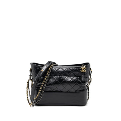 Chanel Large Gabrielle Hobo Bag Aged Calfskin Black Multicolour Hardware