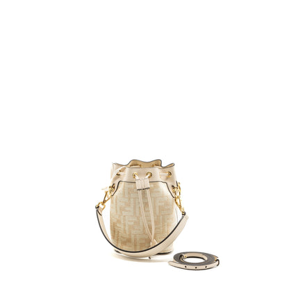 Fendi mini Mon Tresor bucket Purse fabric / leather cream