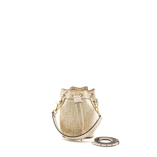 Fendi mini Mon Tresor bucket Purse fabric / leather cream