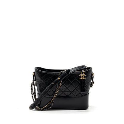 Chanel new medium Gabrielle hobo bag calfskin black multicolour hardware (microchip)