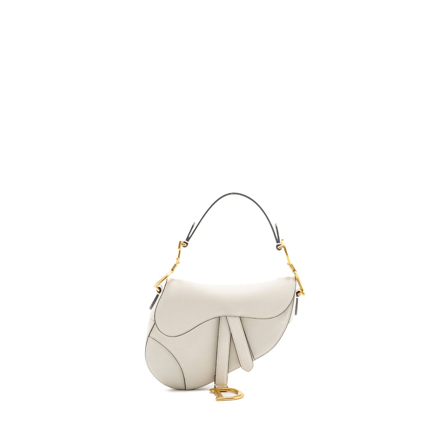 Dior mini saddle Purse grained calfskin white