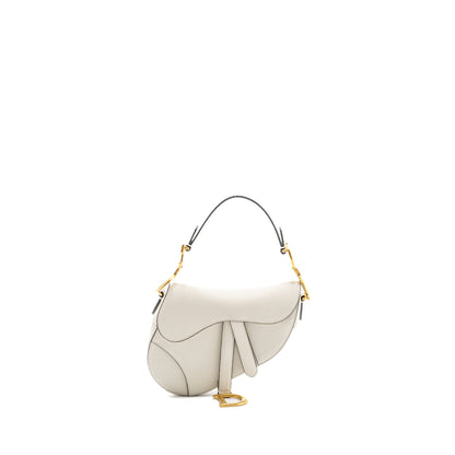 Dior mini saddle Purse grained calfskin white