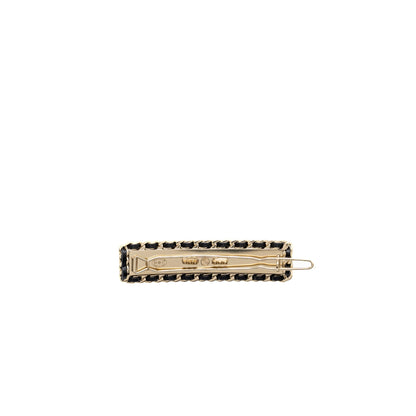 Chanel quilted with chain edge hair clip black / gold tone