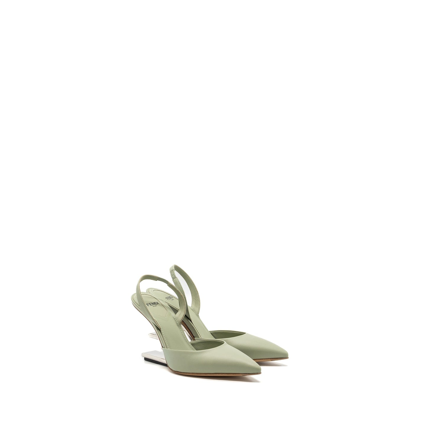 Fendi size 35 fendi first high-heeled slingbacks leather green