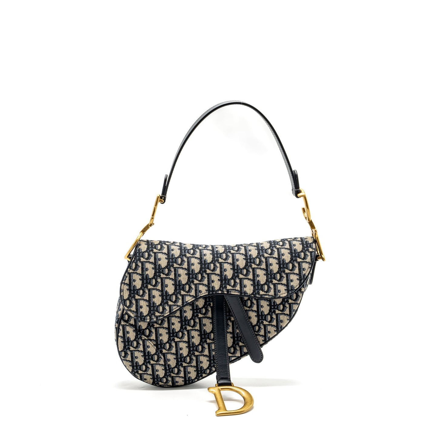 Dior Medium Saddle Purse Blue Oblique Jacquard Canvas