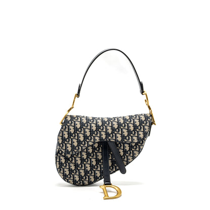 Dior Medium Saddle Purse Blue Oblique Jacquard Canvas