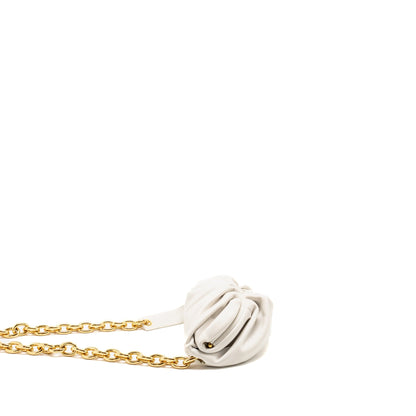 Bottega Veneta The Belt Chain Pouch Purse Calfskin White