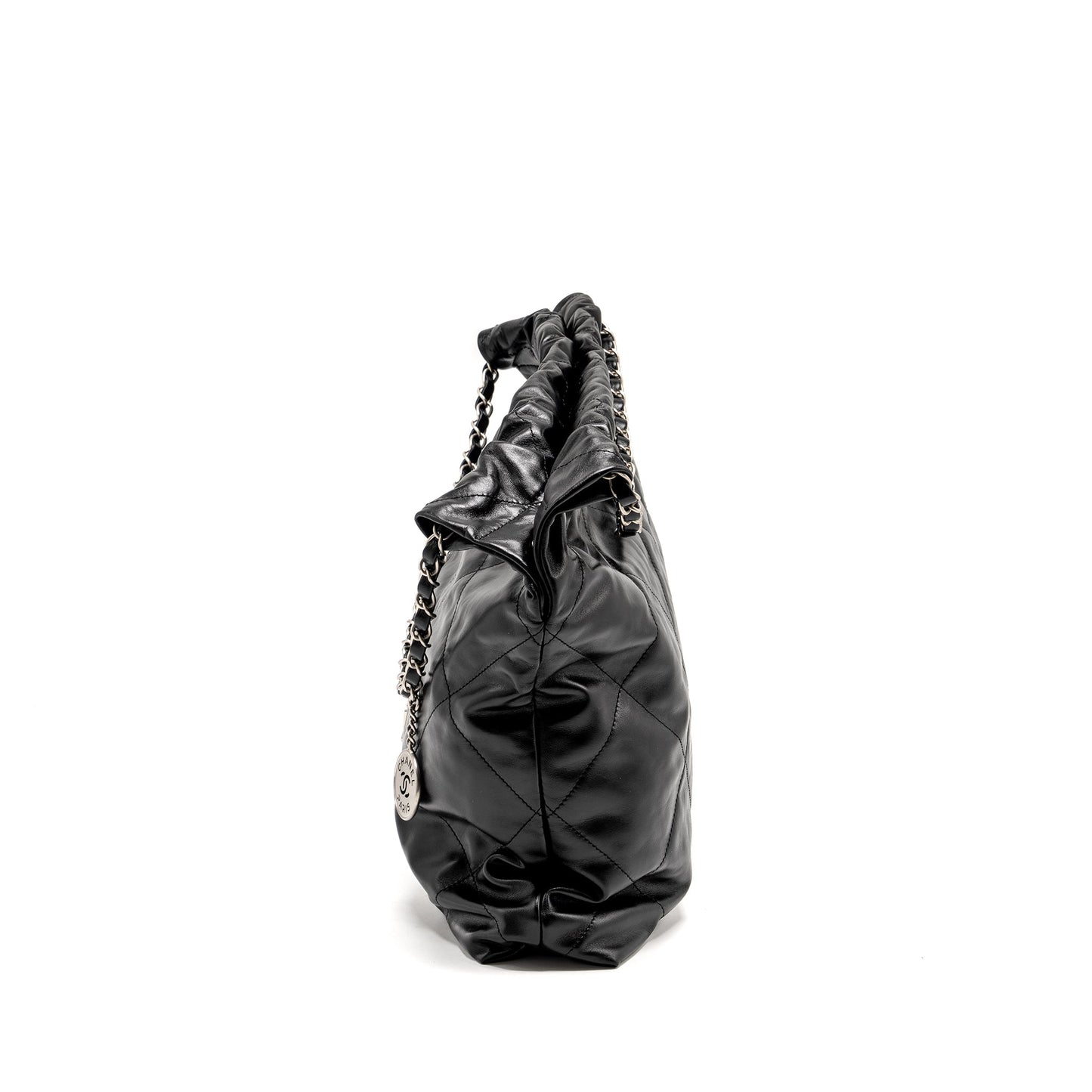 Chanel Medium 22 Shiny Calfskin Black SHW (Microchip)