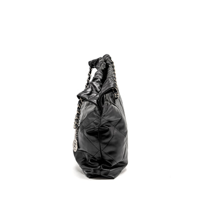 Chanel Medium 22 Shiny Calfskin Black SHW (Microchip)