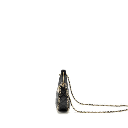 Chanel Small moon Hobo Bag Lambskin Black LGHW (Microchip)