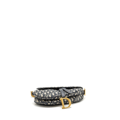 Dior Medium Saddle Purse Blue Oblique Canvas