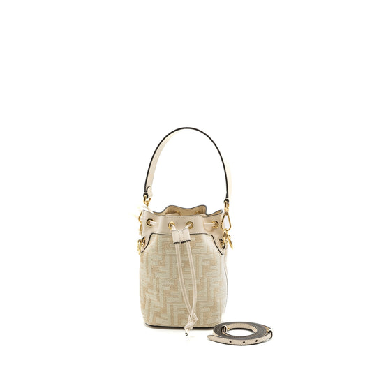 Fendi mini Mon Tresor bucket Purse fabric / leather cream