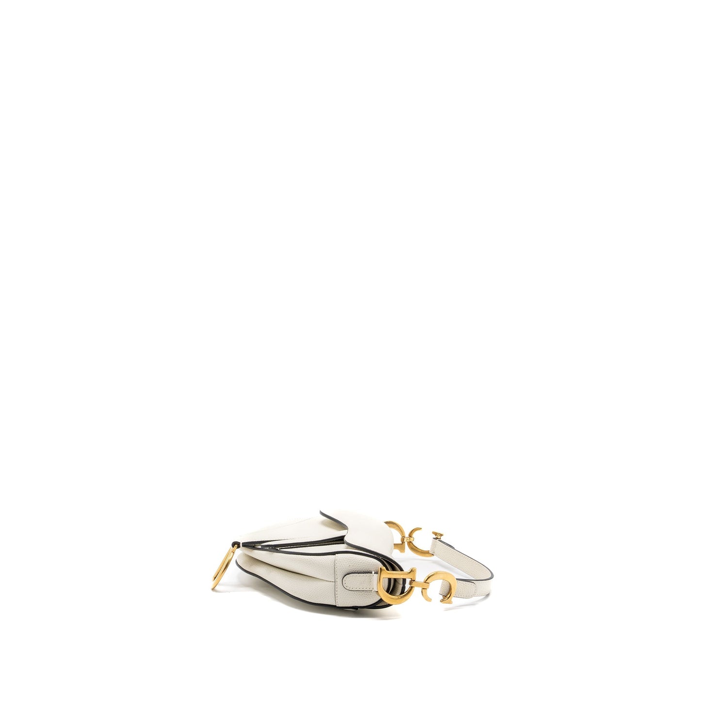 Dior mini saddle Purse grained calfskin white