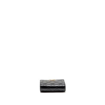 Chanel Detailed CC Logo Quilted Wallet Lambskin Black LGHW (Microchip)