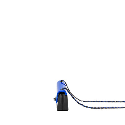 Chanel 21k Plexi Flap Evening Bag Blue/Black with Black Hardware (microchip)