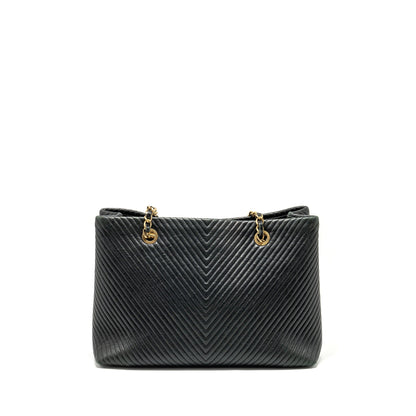 Chanel Chevron Shopping tote bag goatskin black GHW