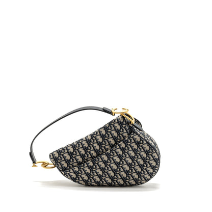 Dior Medium Saddle Purse Blue Oblique Canvas