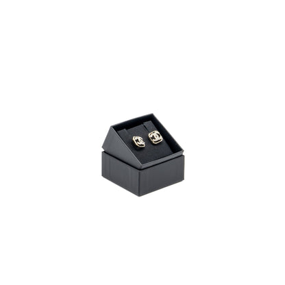 Chanel Square CC Logo Earrings Crystal Light Gold Tone
