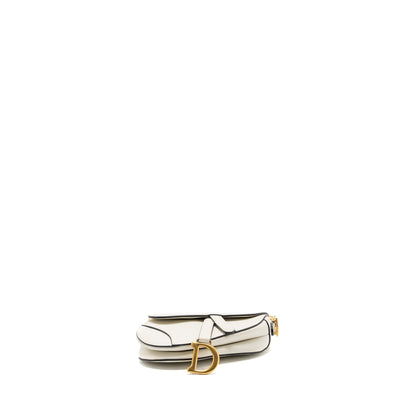 Dior mini saddle Purse grained calfskin white