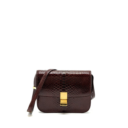 Celine medium classic box Purse python burgundy