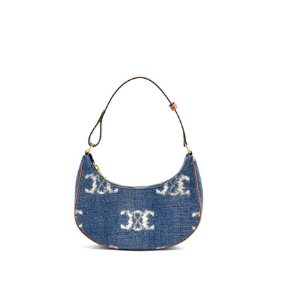 Celine Medium Ava Purse With Triomphe Denim Navy/Tan
