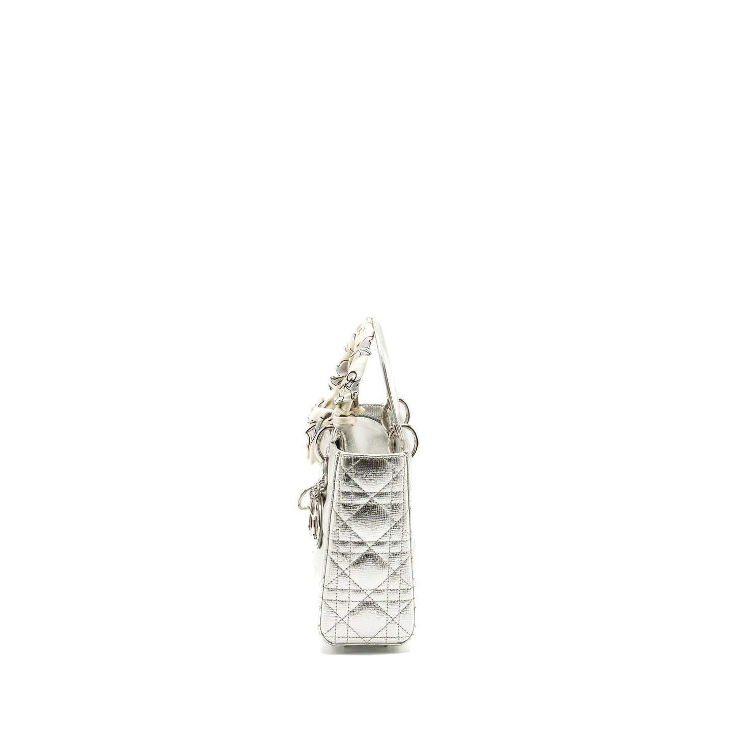 Dior Small My Lady Dior Cannage Calfskin Metallic Silver
