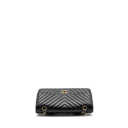 Chanel Medium Classic Double Flap Bag Lambskin Chevron Black LGHW
