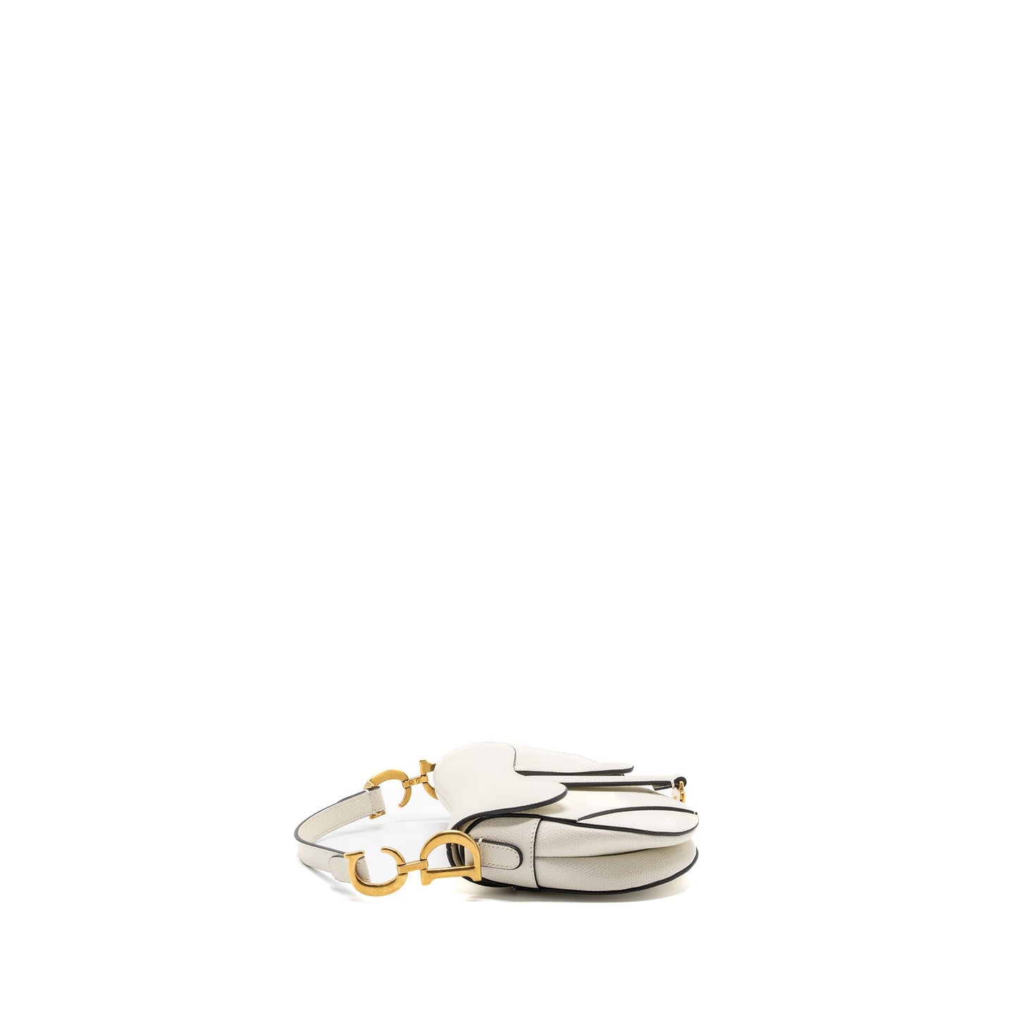 Dior mini saddle Purse grained calfskin white