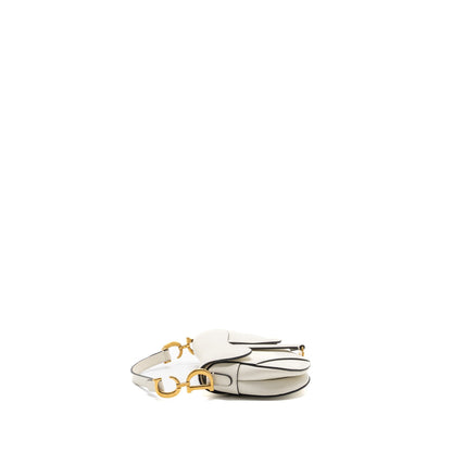 Dior mini saddle Purse grained calfskin white