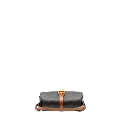 Celine Clutch On Strap Tabou Triomphe Canvas/ Calfskin Tan