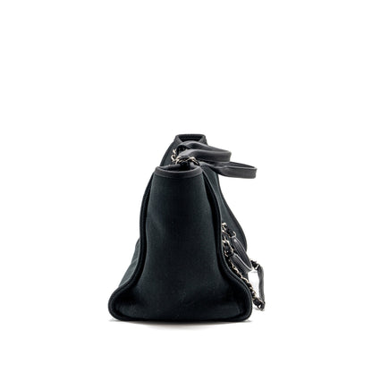 Chanel Large Deauville Black-Studded Tote Bag Canvas/Leather Black SHW