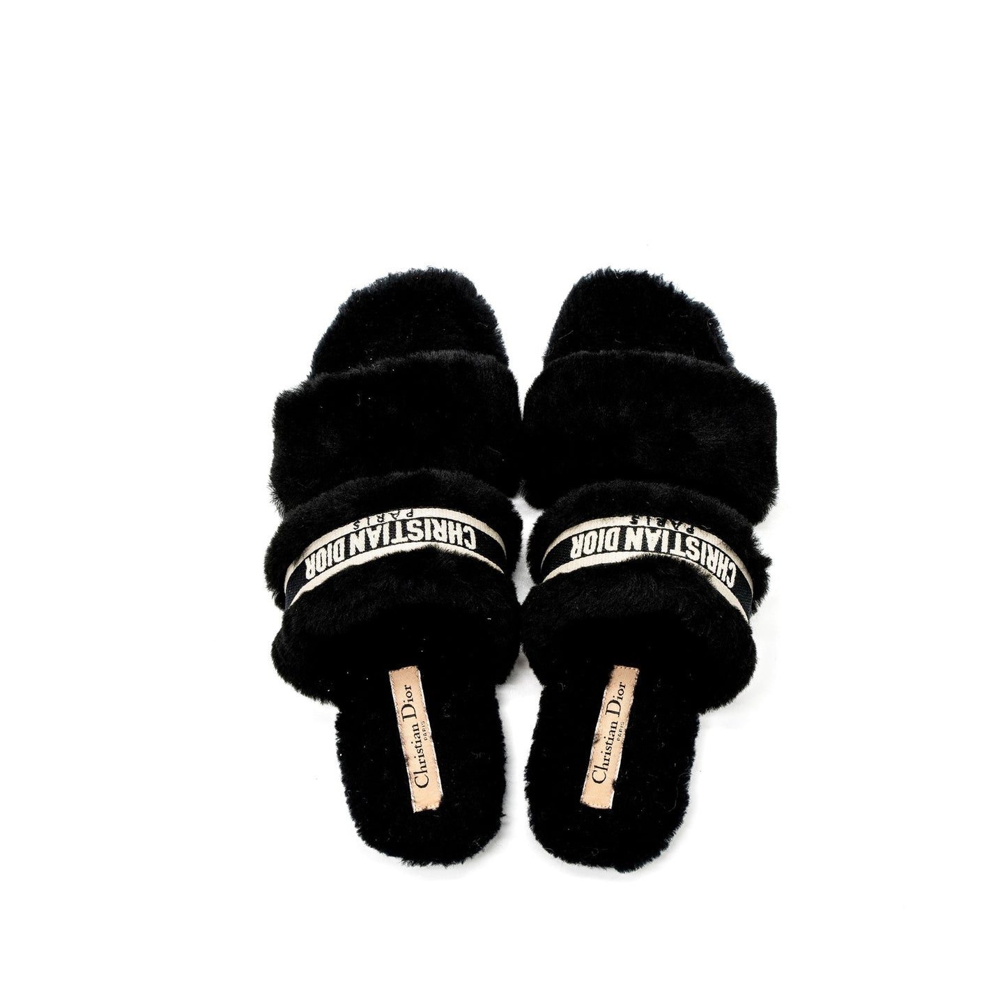 Dior Size 39 Chez Moi Sandals Shearling Black