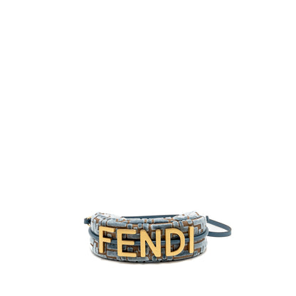 Fendi Fendigraphy Mini Purse Jacquard Velvet Light Blue/Brown