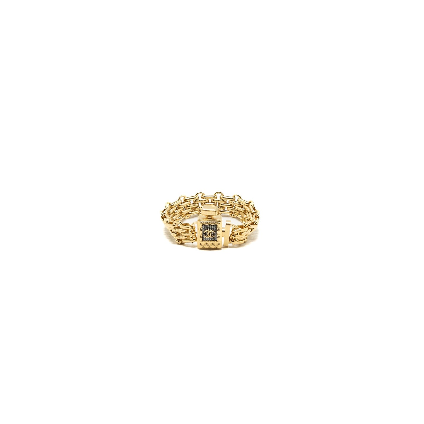 Chanel perfume bottle bracelet gold tone